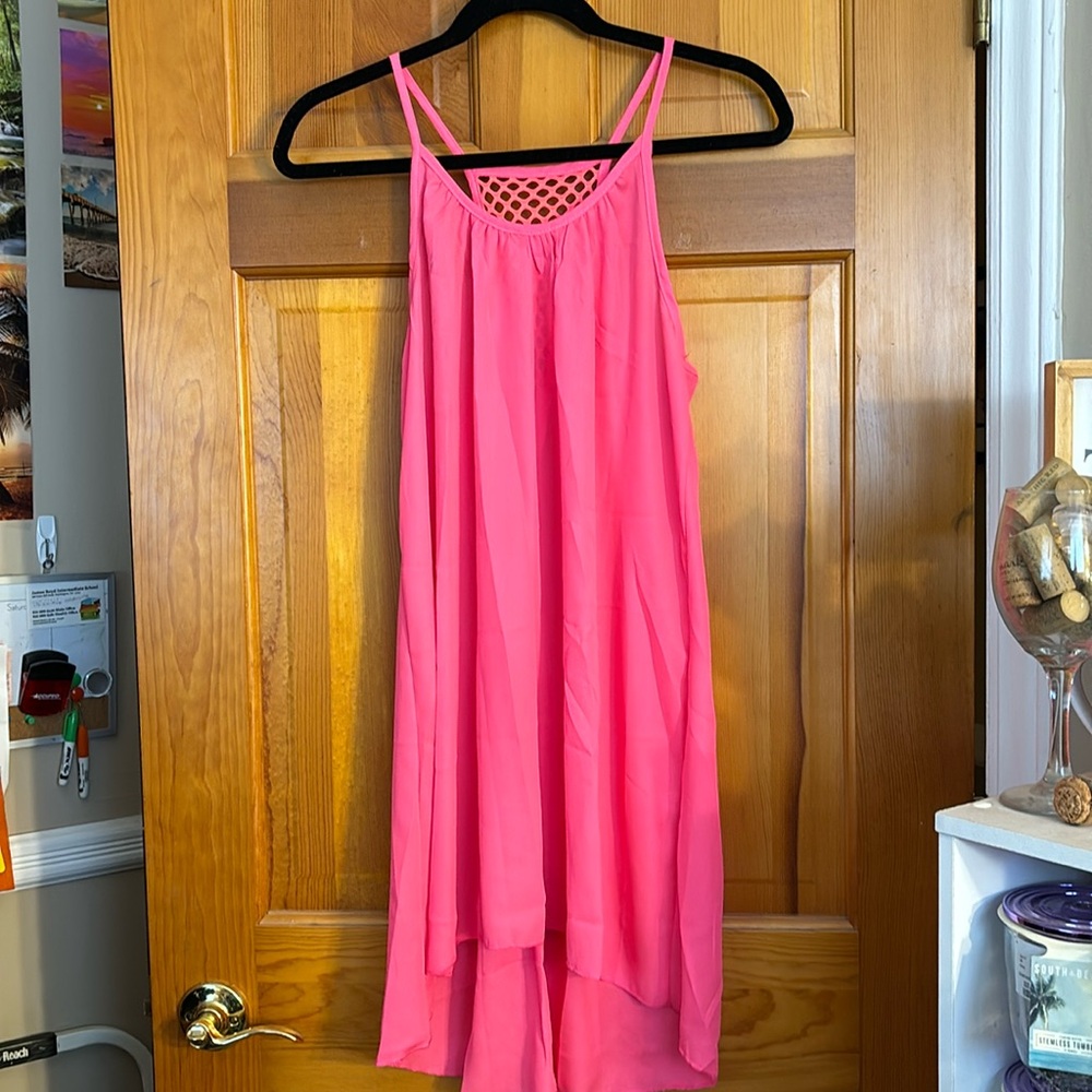 Pink Beach Coverup / Lightweight Sheer Summer Dress